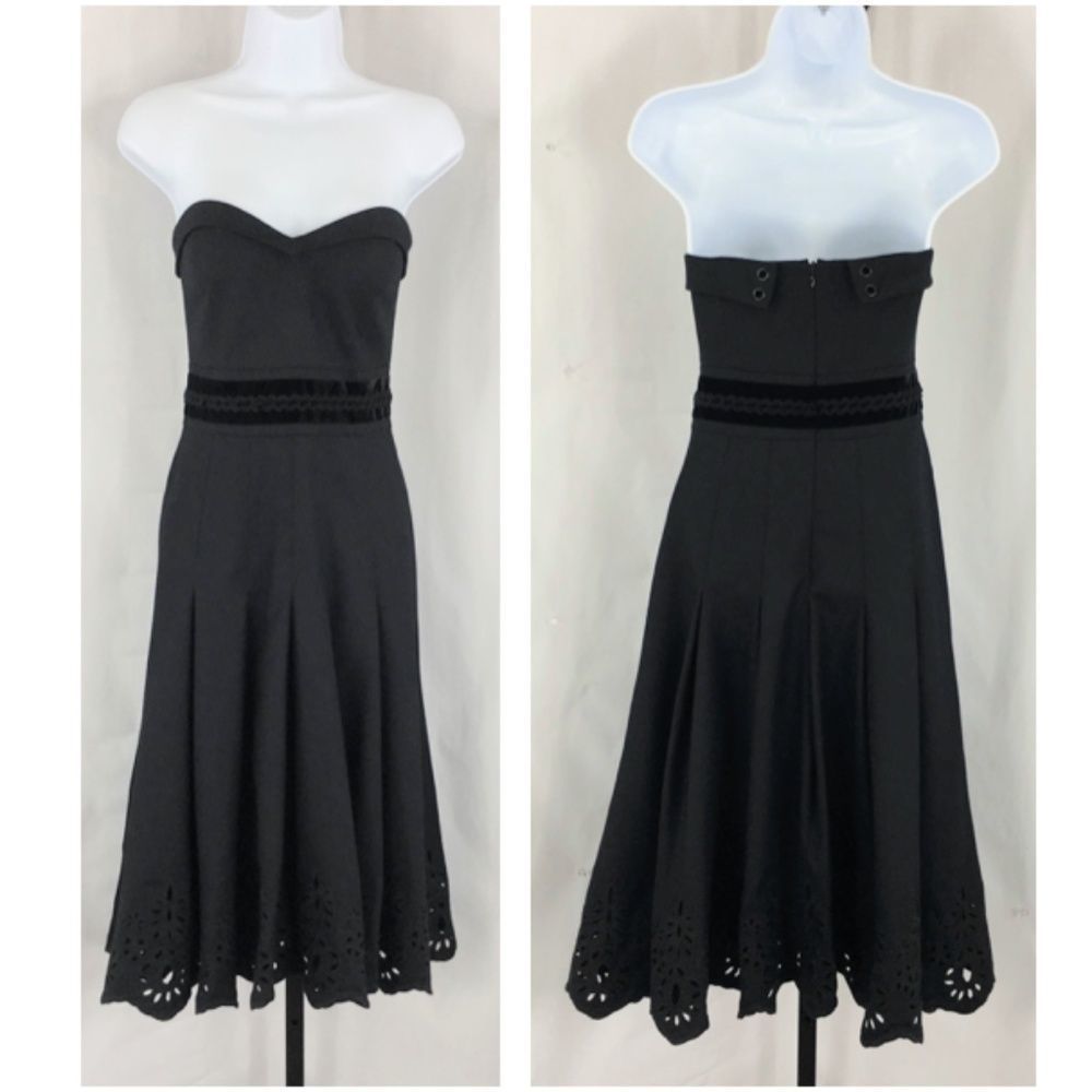 Tibi Dress Vintage Strapless Wool Fit and Flare Corset Deadstock Size 8